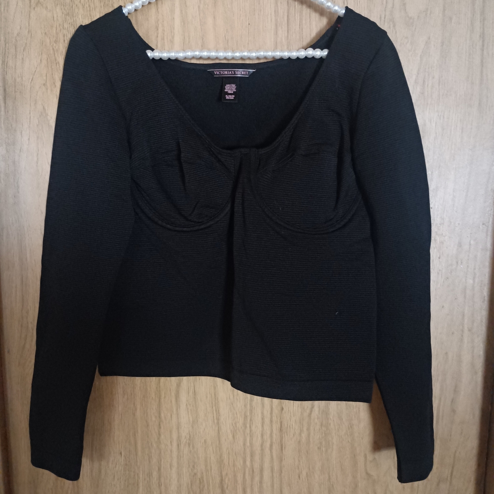 Victoria's Secret Black Fitted Long Sleeve Blouse
